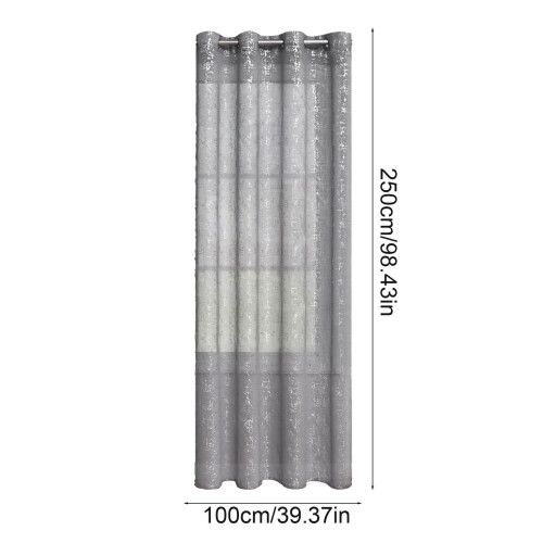 Sheer Curtains Gray Silver Embossed Pattern 39x98 Inch 2