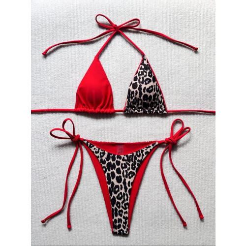 Women's Leopard Print Bikini Set with Removable Pads and 1