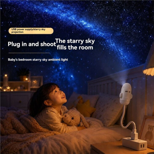 Star Projector Night Light 2 in 1 USB Star Projection Lamp Button Control LED Ceiling Projector Car Ambient Light