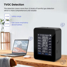 Multifunctional 8 in 1 Digital Air Quality Monitor HCHO TVOC Humidity Temperature Tester LCD Screen Home Air Detector