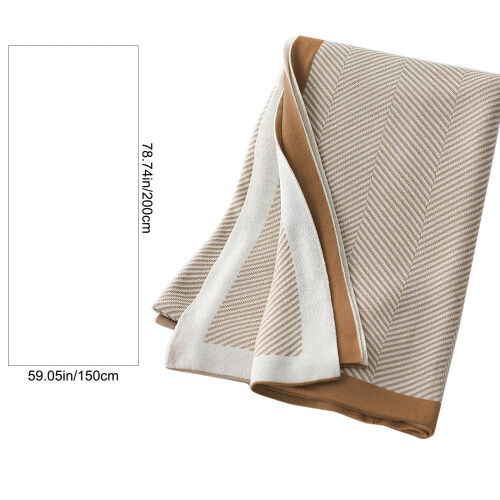 Knitted Cotton Herringbone Throw Blanket 59x79 inches 2