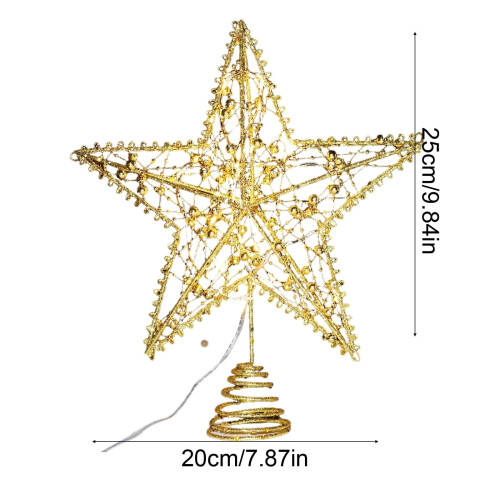 Lighted 3D Golden Star Tree Topper for Standard Christmas 2