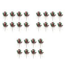 Red Berry Stems Pine Branches Evergreen Christmas Berries Decor 24 PCS Artificial Pine Cones Branch Wreath Pick