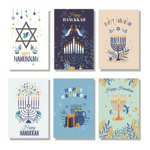 Menorah Bird Hanukkah Greeting Cards with Envelopes 30 pcs