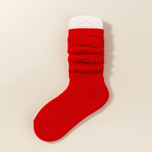 Toddler Knee-High Cotton Socks Red Size 2 Years 1