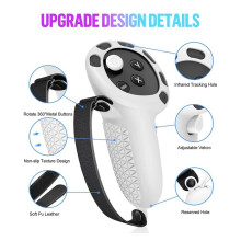 For Meta Quest 3 Protective Cover Handle Controller Grips,Front Shell Headset Cover and Face Cover,VR Accessories-White