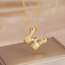 Bubble Letter Necklace Gold Plated Dainty Initial Pendant
