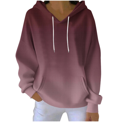 Women's Ombre Hoodie with Pockets and Drawstring 1