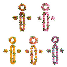 10 Sets Hawaiian Flower Leis Tropical Luau Party Supplies of Hula Garland Necklaces Bracelets for Hawaii Decorations