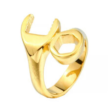Men's Wrench Ring Stainless Steel Size 7-14 Gold
