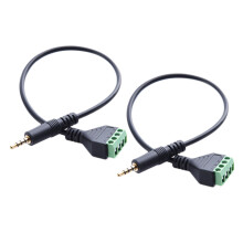 2X 3,5-mm-Schraubklemmenadapter-Lautsprecherkabel 4-Adriges Stereo-TRRS-Steckerloch Zum AV-4-Schraubklemmen-Balun-Verbindungskabel