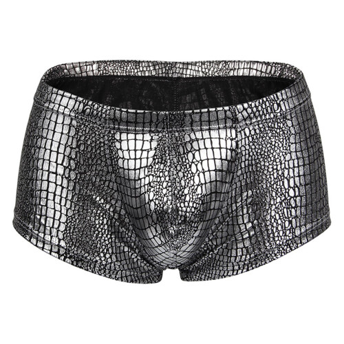 Men's Briefs Polyester Low Waist Underpants Silver