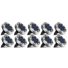 Lampes Solaires de Jardin - Pack de 10 Lampes Solaires à Disque Plat pour L'Éclairage des Allées Extérieures