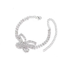 Strass Fußkettchen Schmetterling verstellbar Bohemisk Silver