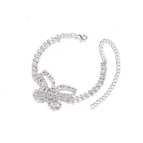 Nilkkarengas boheemilla perhoskuviolla Silver