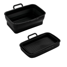 Zusammenklappbare quadratische Silikonform für Airfryer 19,5 x 12,7 x 7 cm Black
