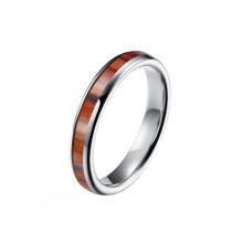 Unisex tungsten steel wedding ring with maple wood inlay