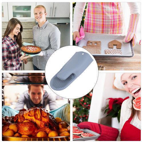 Oven Mitt Grey Grease Spatter Protection 2 pcs 10.6 x 3.9 in 1