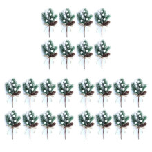 24X White Christmas Berries/Berry Stems Pine Branches & Artificial Pine Cones/White Holly Spray/Wreath Picks for Decor