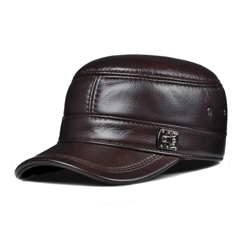 Men's Genuine Leather Baseball Cap Black Brown 54-62 cm 1