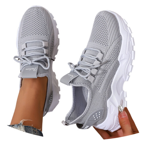Women's breathable mesh sneakers grey size 40 1