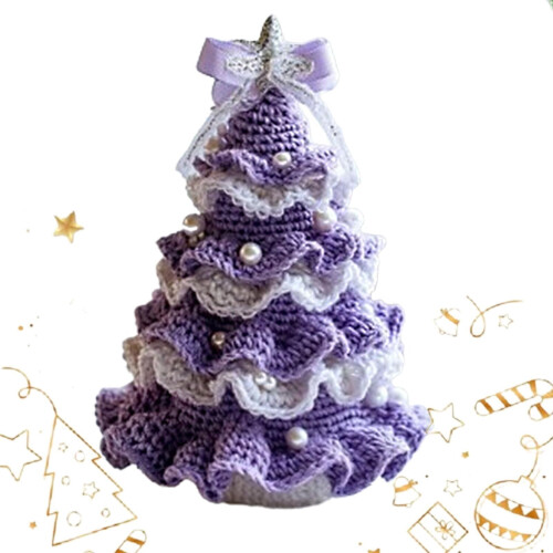 Beginner Crochet Kit Christmas Tree Decoration Set with Bow