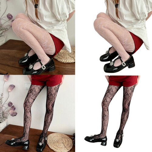 Women's Sheer Fishnet Lace Pantyhose with Floral Pattern 1