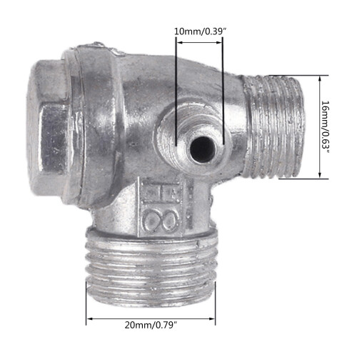 Air Compressor Check Valve Male-Threaded 3-Port Fitting 1