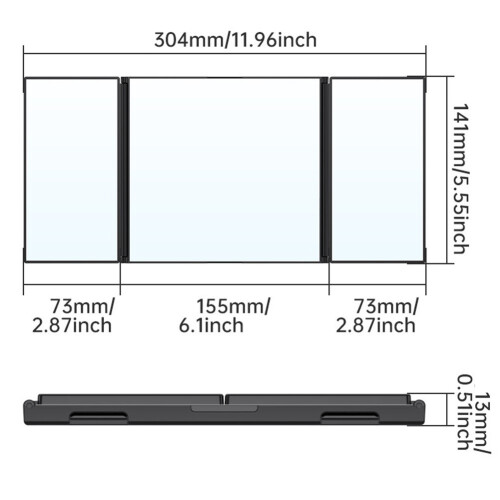 Adjustable View Mirror 3-Way Folding Compact 1