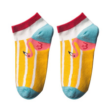 Women's Flamingo Print Cotton Ankle Socks Red