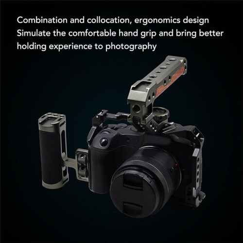 and Down Adjustable Left Right Handle Handgrip for Camera Cage Side Handle Grip with 1/4 Screw and Cold Shoe Mount