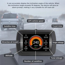 A65 Display Car GPS Digital Inclinemeter Off-Road for HUD Multifunction Speedometer Roll Angle Altitude Mileage
