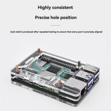 For Raspberry Pi 5 Acrylic Case with Aluminum Heat Sink Supports Active Cooler for RPi 5 Accessories Black