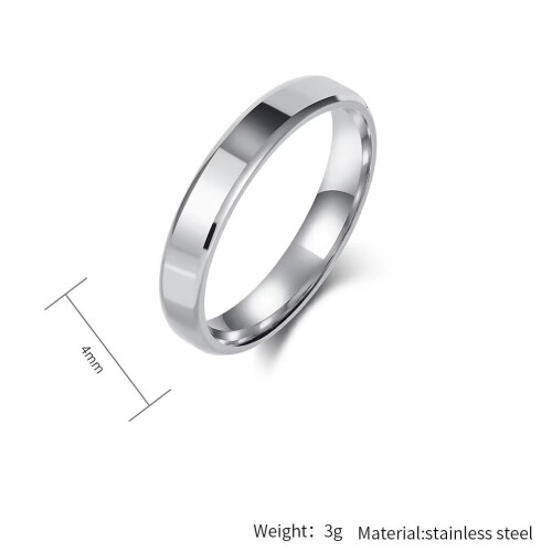 Stainless Steel Couple Engagement Ring 4mm Silver Size 7 1