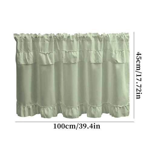 Ruffled Decorative Half Curtain Green Blackout Thermal 45 x 2