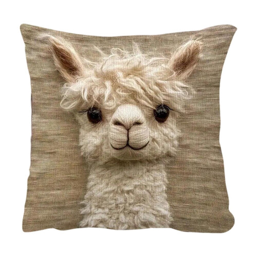 Alpaca Print Pillow Cover 18x18in