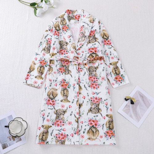 Soft Flannel Winter Robe with Pockets and Long Sleeves 2