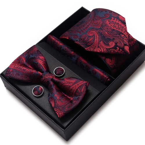 Men's Tie Lapel Set Woven Pocket Square Cufflinks 1