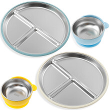 Stainless Steel Kids Plates and Bowls Set 4-Piece