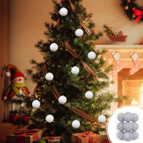 Glitter Shatterproof Christmas Ball Ornaments Silver 12PCS 1