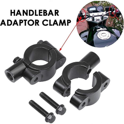 Universal 10mm Bike Mirror Handlebar Clip Pair Black 2