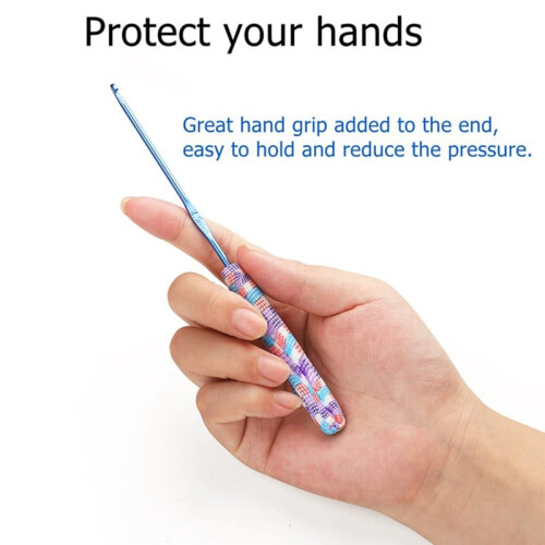 Ergonomic Crochet Hooks Set, Ceramic Handle Alumina Knitting Needles for DIY Weaving 1