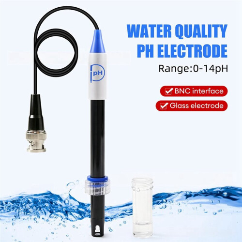 PH Electrode Probe with BNC Connector 0-14pH Range Water Quality PH Sensor for Lab Aquarium Industrial Pool PH Meter 2