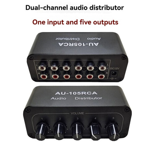 5CH Audio Distributor Stereo Audio Mixer 1 Input 5 Output Audio Splitter for Power Amplifier Active Audio EU PLUG 2