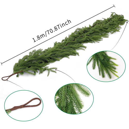 Artificial Norfolk Pine Garland Green Faux Pine 6 ft 2