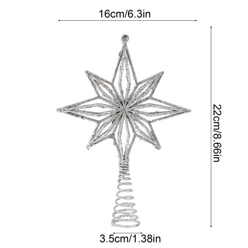 Glitter Hollow Star Christmas Tree Topper 1 Pack 2