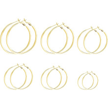 Big Hoop Earrings Set Silver Stainless Steel 6 Pairs