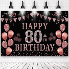 Toile de fond d'anniversaire or rose 1,80 m x 1,10 m