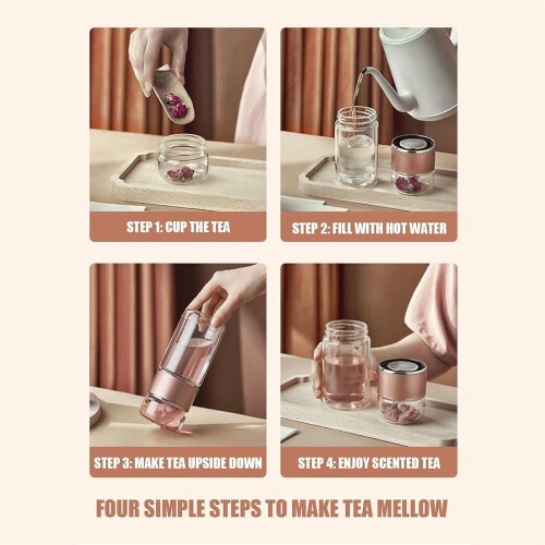 Tryteavas Glass Tea Infuser with Built-in Filter 3-in-1 2