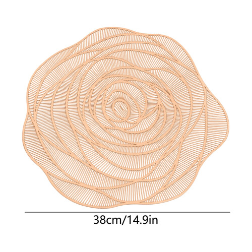 Round Washable Placemats 15 inch Rose Pattern Gold Silver 2